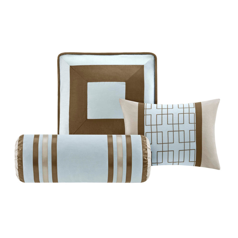 7 Piece Comforter Set Blue King Media 3