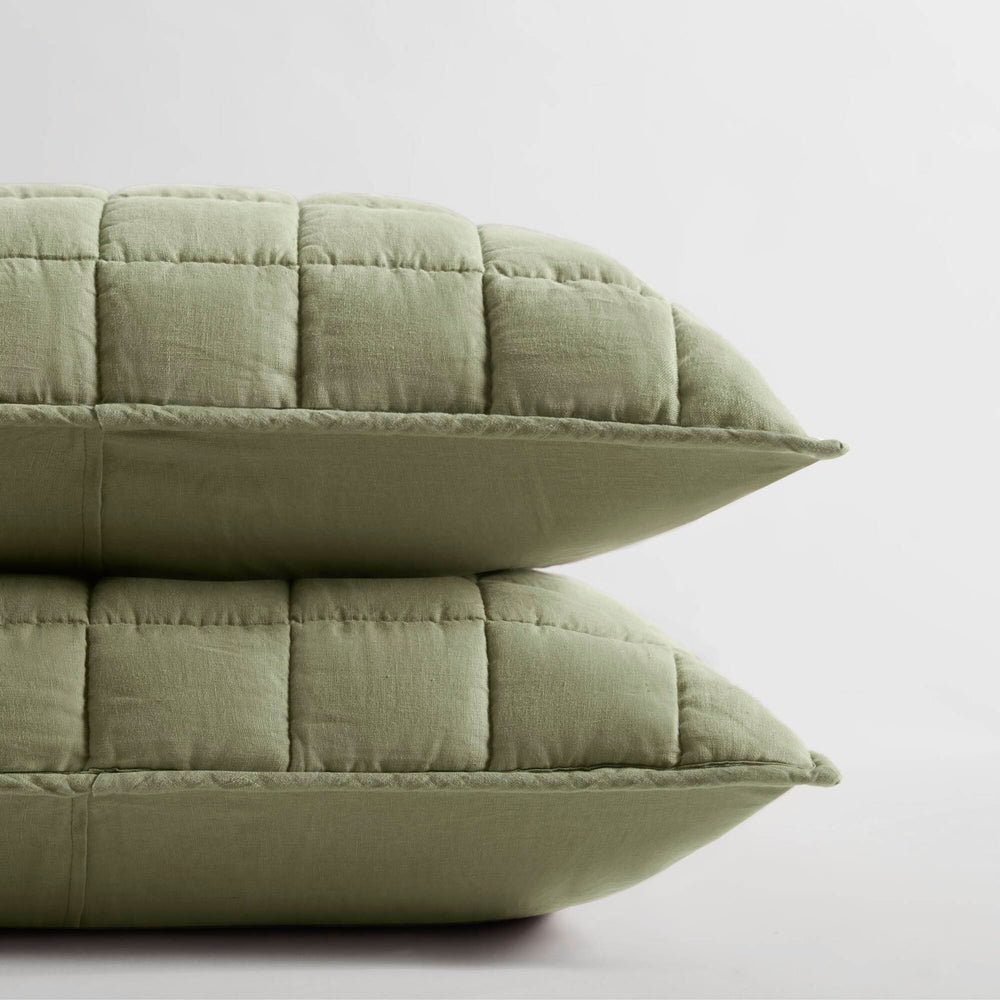 3-Piece King/Cal King Linen Garment Washed Quilt Set,Olive Green Media 9