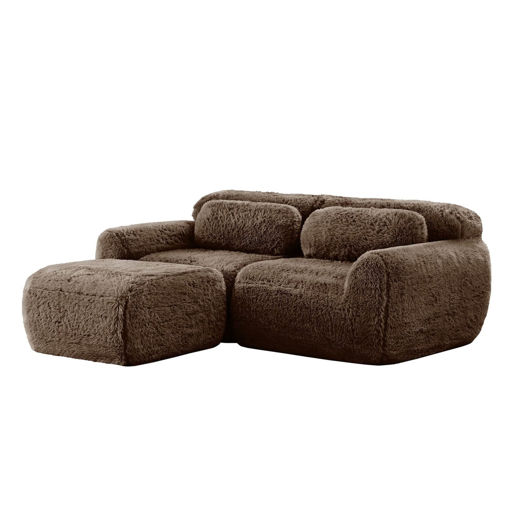 L Shaped Sofa With Chaise Soft Fluffy Plush Fabric For Cozy Living Room And Home Lounge Media 18