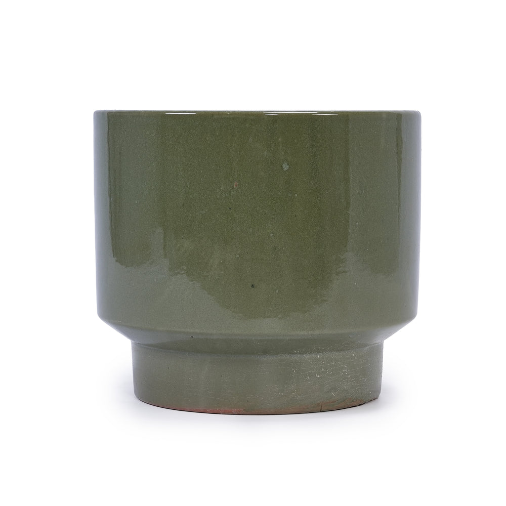 3 Pieces Ceramic Flowerpot, Modern Planter for Patio, Garden or Windowsills - Antique Light Green Media 5