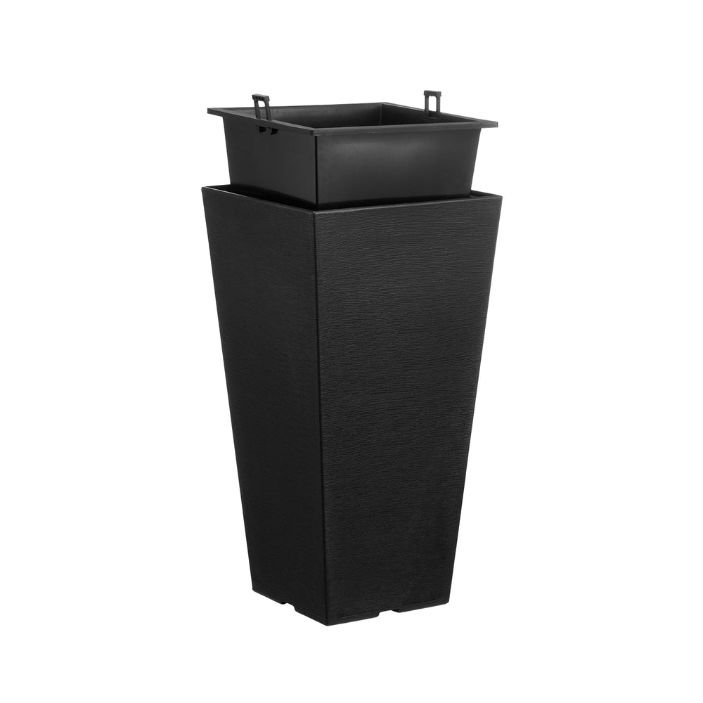 Set of 2 Tall Outdoor Planters 22inch, Large Planters for Outdoor Indoor Plants, Black Front Porch Planters Flower Tree Plant Pots with Modern Design and Built-in Drainage Media 7