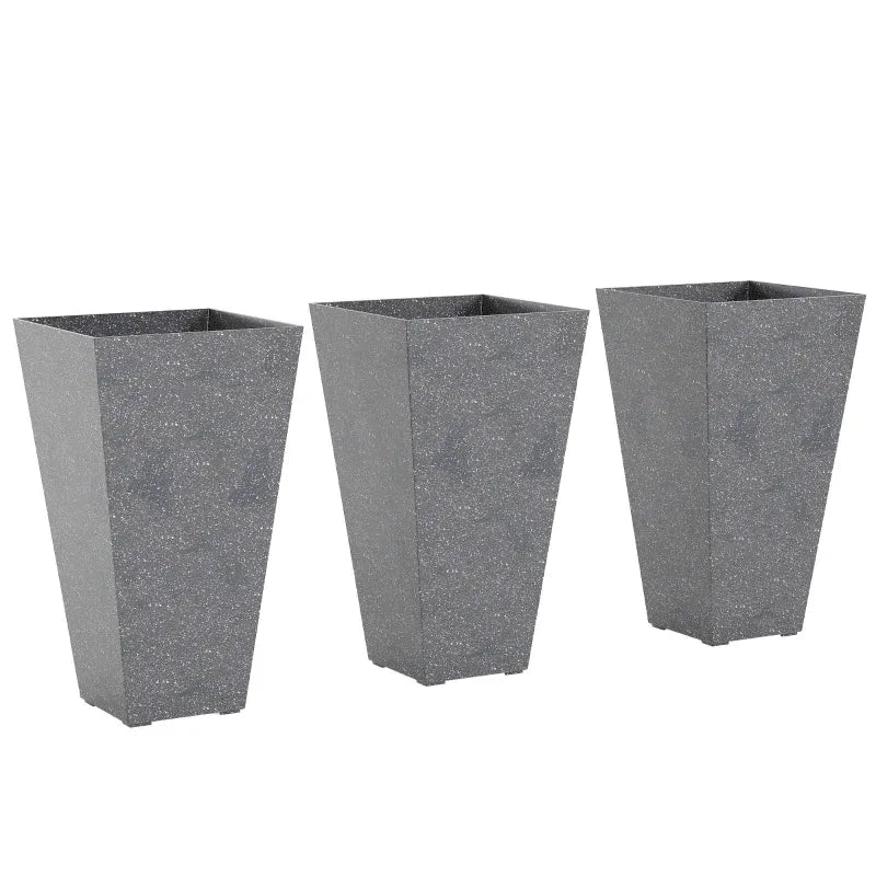 Set of 3 Tall Planters,Plastic Flower Pots Media 2