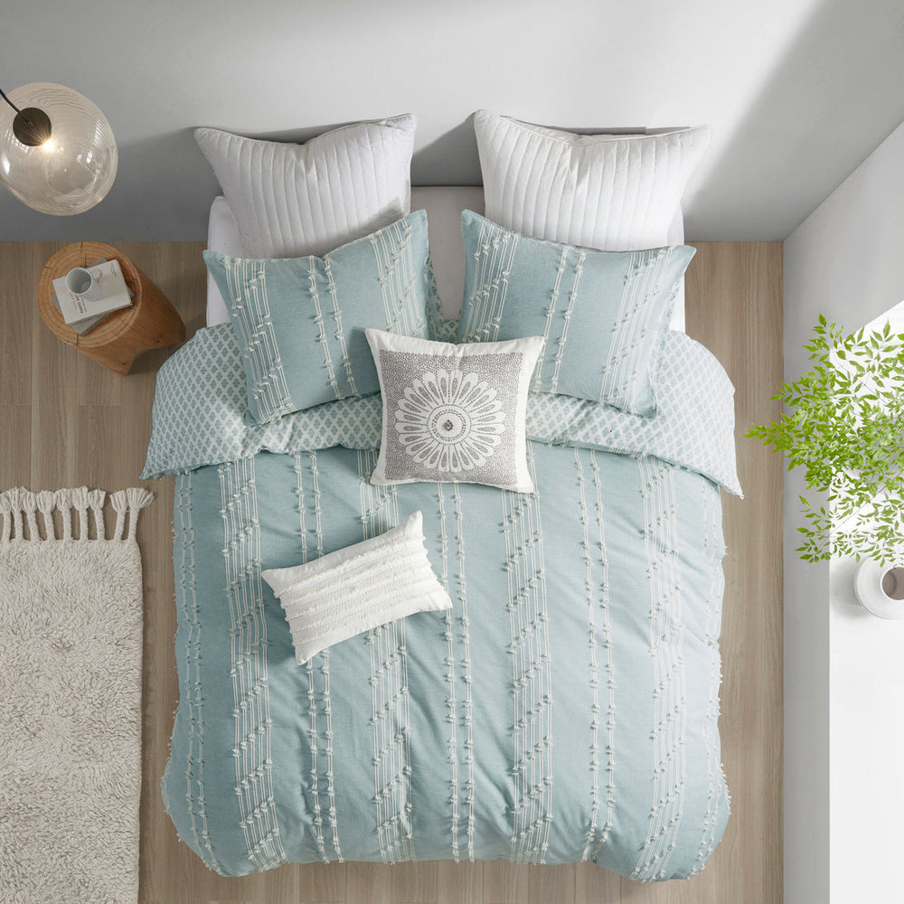 Full/Queen 3 Piece Cotton Jacquard Duvet Cover Set Media 2