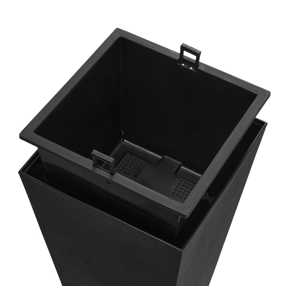 Set of 2 Tall Outdoor Planters 22inch, Large Planters for Outdoor Indoor Plants, Black Front Porch Planters Flower Tree Plant Pots with Modern Design and Built-in Drainage Media 12