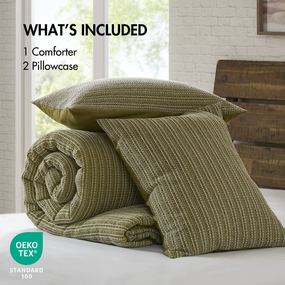 3PCS King/Cal King Waffle Washed Comforter Set Media 2