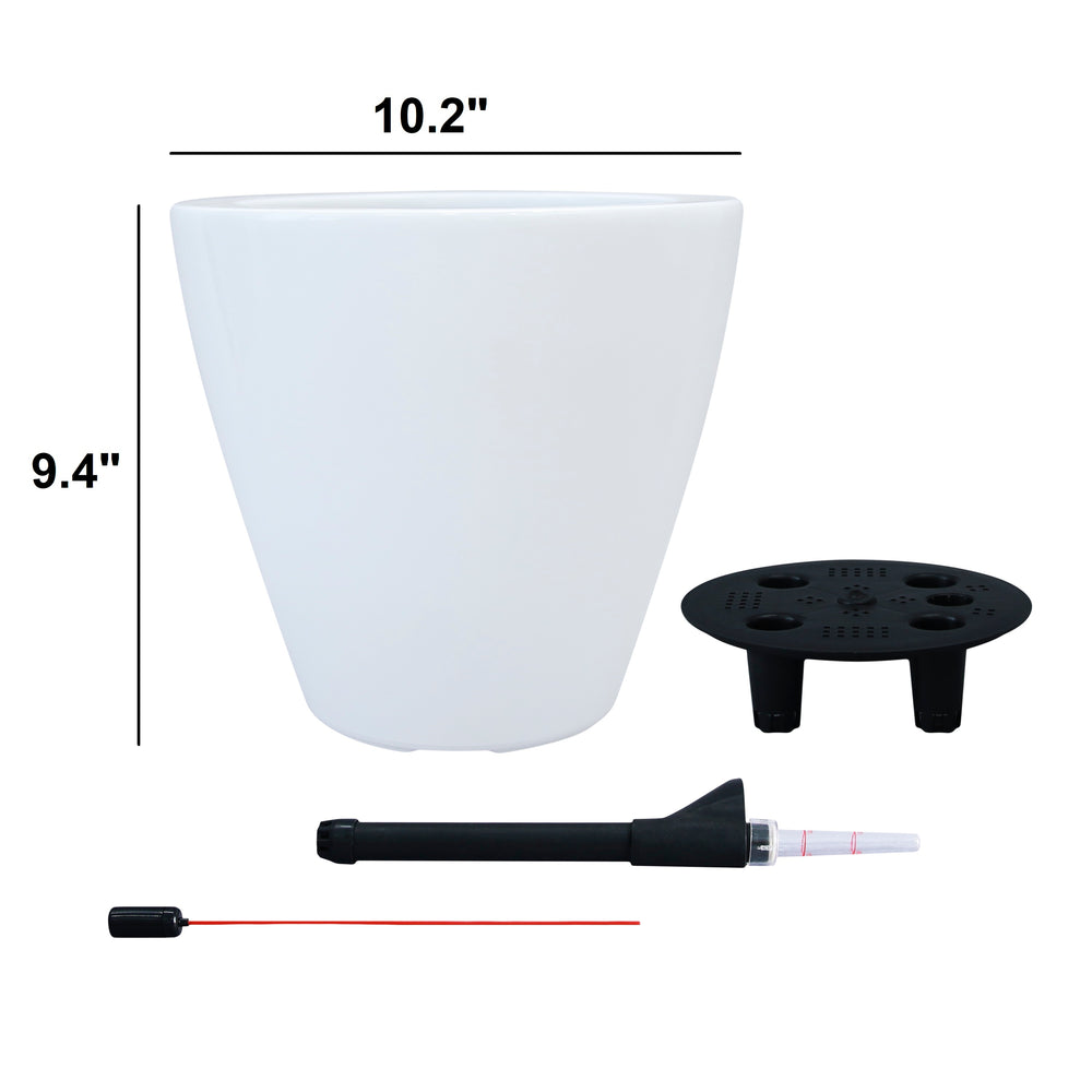 2-Pack Smart Self-watering Planter Pot for Indoor and Outdoor - White - Round Cone Media 6