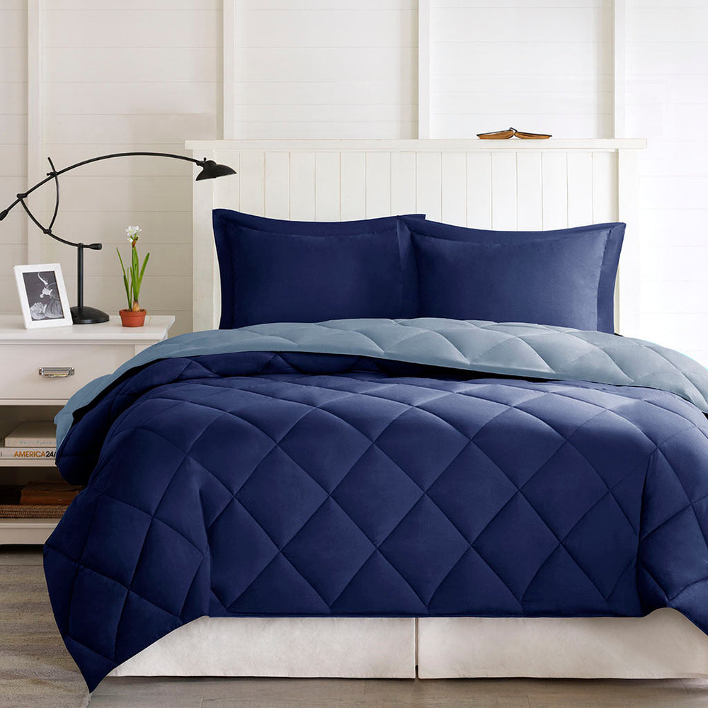 Twin/Twin XL 3M Scotchgard Diamond Quilting Reversible Down Alternative Comforter Set Media 4