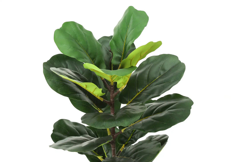 Artificial Plant, 28' Tall, Fiddle Tree, Indoor, Faux, Fake, Floor, Greenery, Potted, Real Touch, Decorative, Green Leaves, Beige Woven Basket