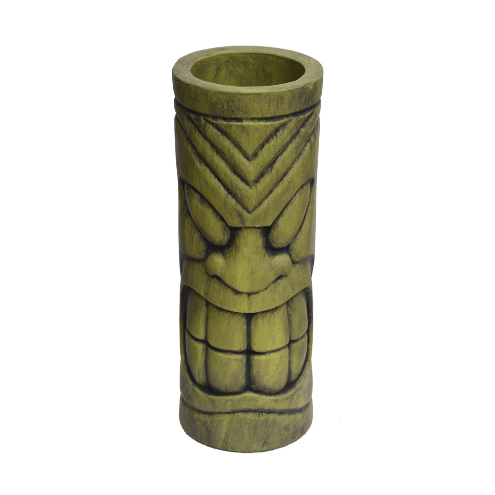 Stone Statue Urn Planter, Decorative Face Plant Pot, Antique Green Finish Media 6