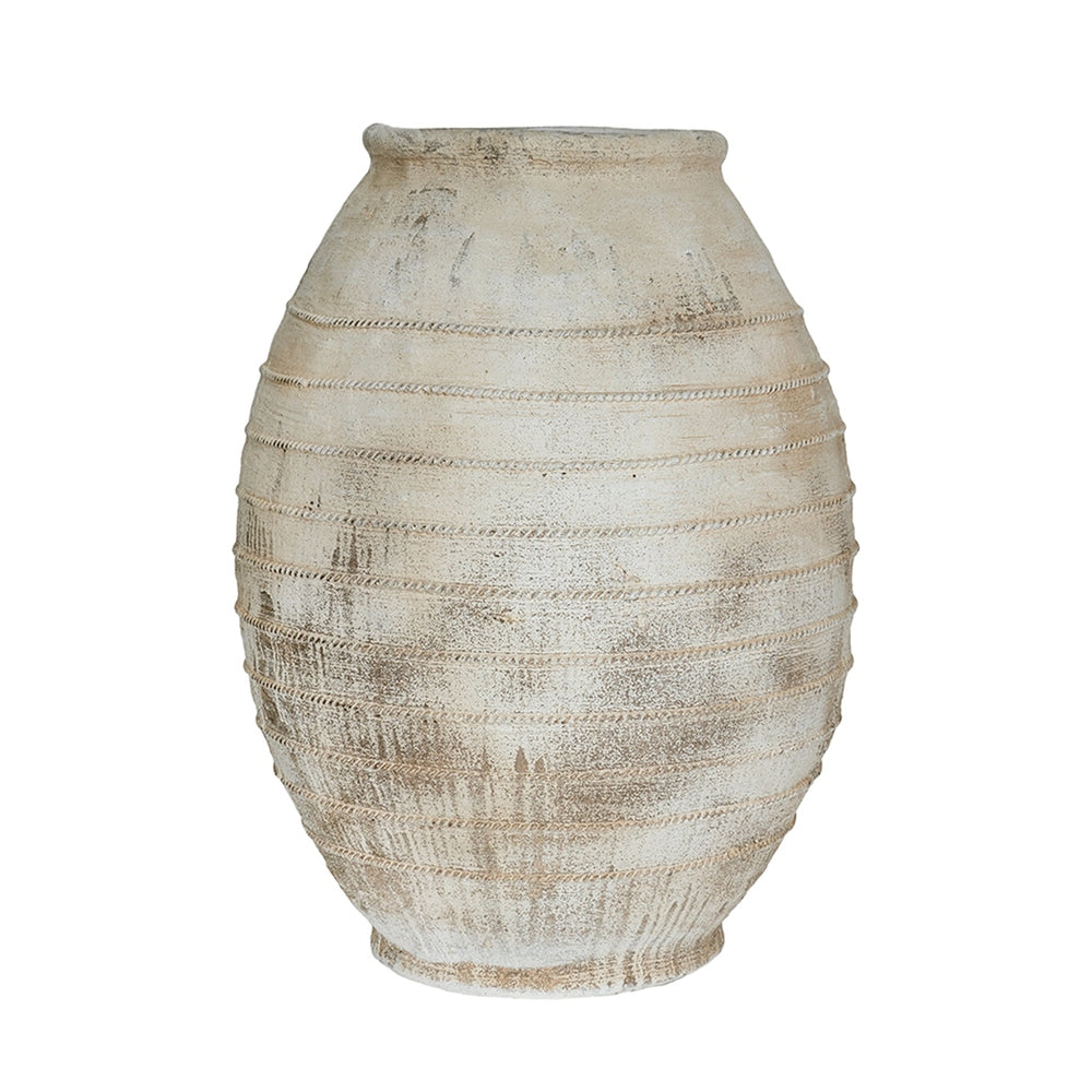 22.4x22.4x30.5' Large Magnesium Flower Pot with Weathered White Finish and Ridged Texture Media 3