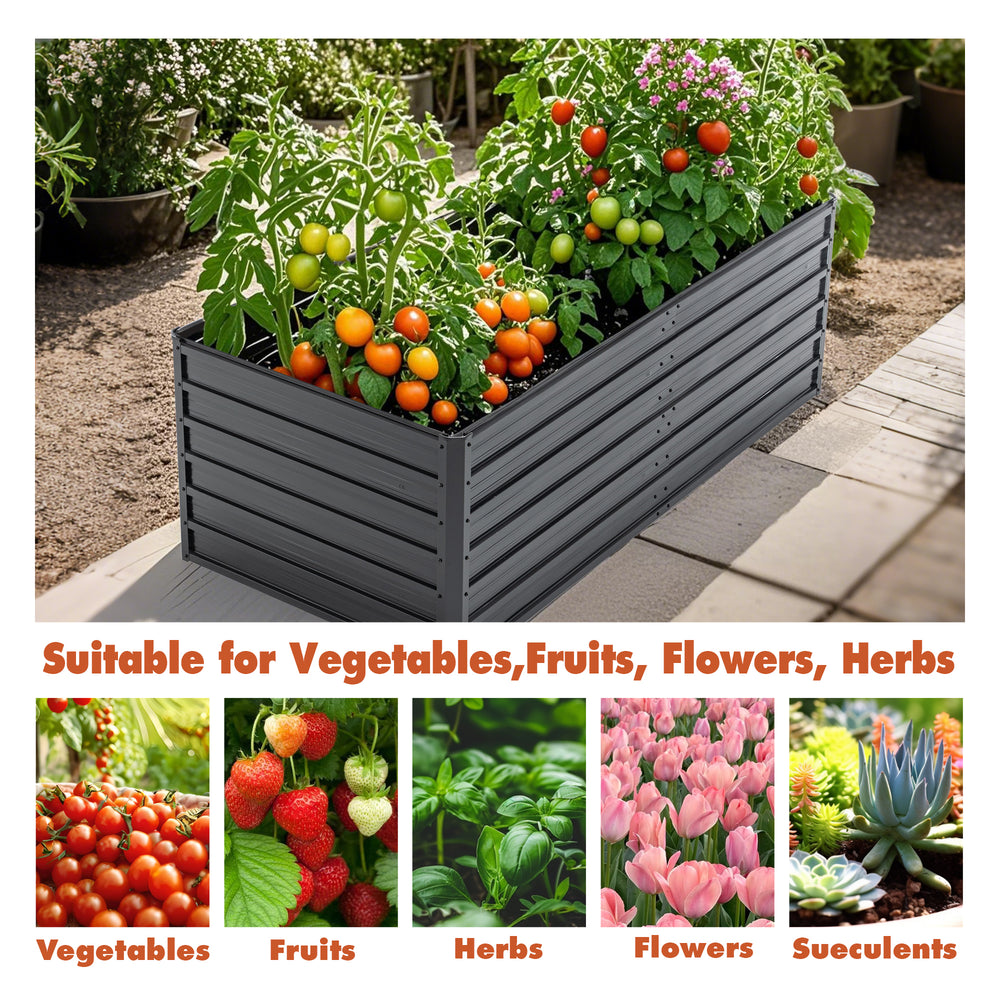 6x3x2 FT Metal Raised Garden Bed Outdoor Reinforced Galvanized Rustproof Colored Steel Planter Boxes for Vegetables, Raised Beds for Growing Flowers Herbs Succulents Media 4