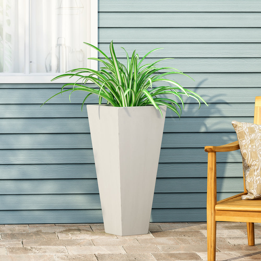 13' x 28.5' Modern Outdoor MGO Cast Stone Planter, White Media 2