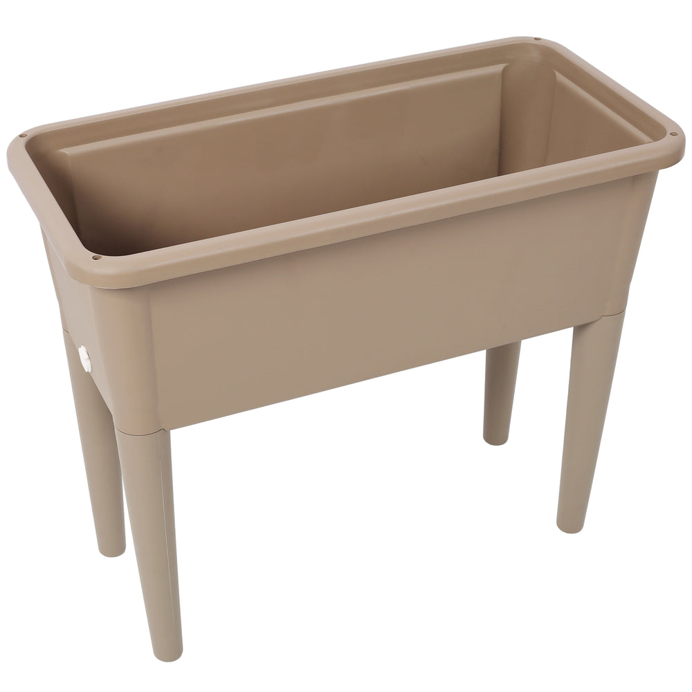 Raised Garden Bed with Ventilated Transparent Greenhouse Lid, Elevated Planter Box with Removable Legs for Vegetables & Flowers, light brown Media 7