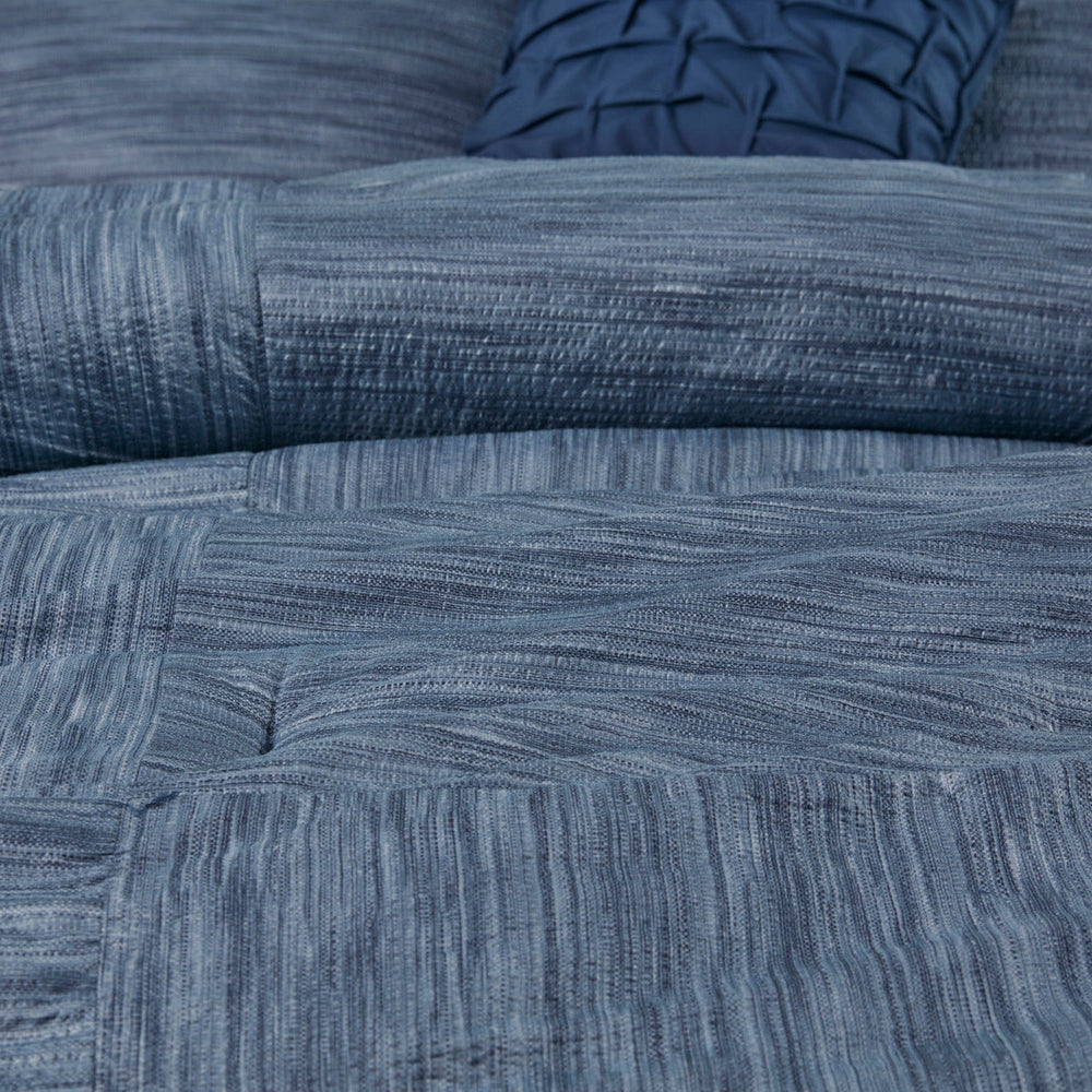 7 Piece Printed Seersucker Comforter Set Navy King Media 3