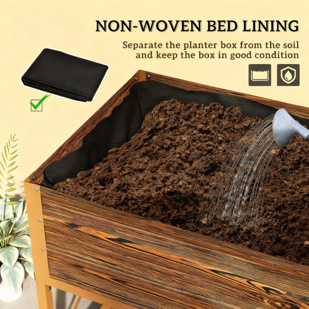 Gardening Bed,Metal Planter Box,Galvanized Raised Garden Bed,with Legs,Storage Shelf and Bed Liner Media 4