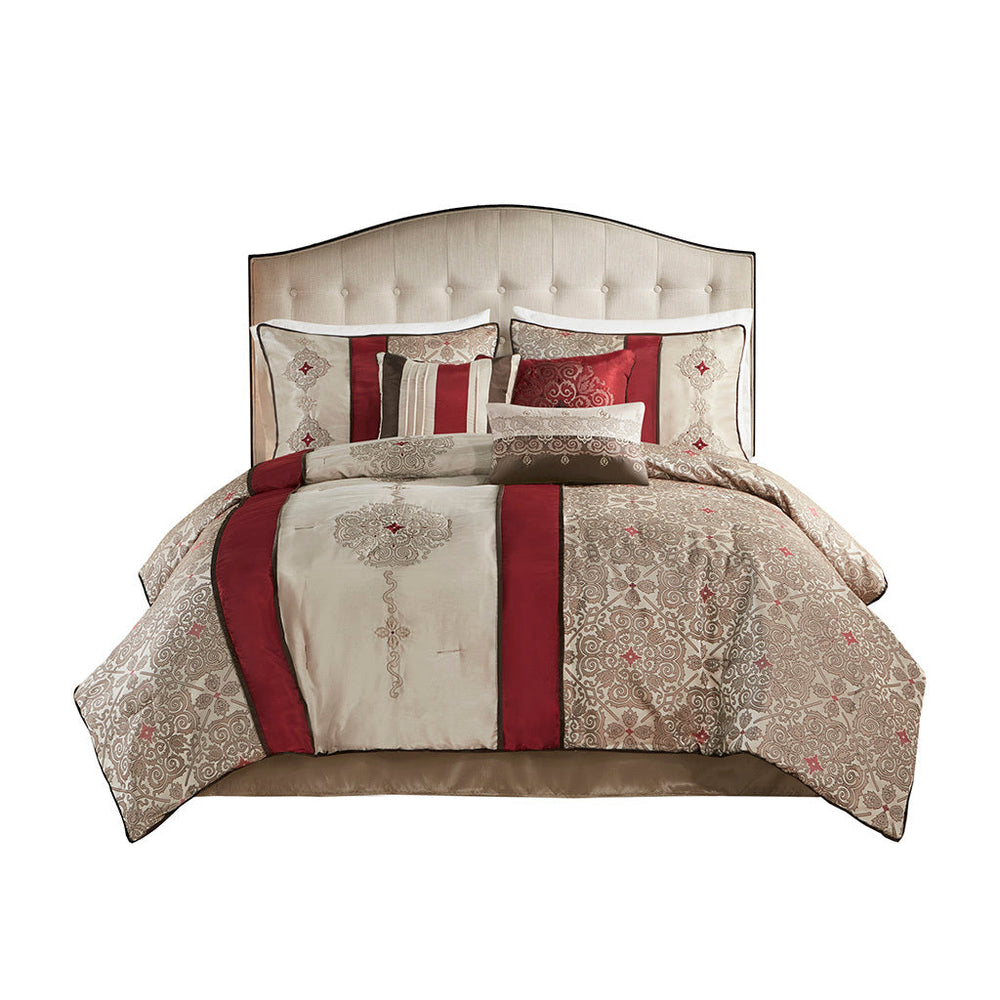 Queen 7 Piece Jacquard Comforter Set with Throw Pillows Media 15