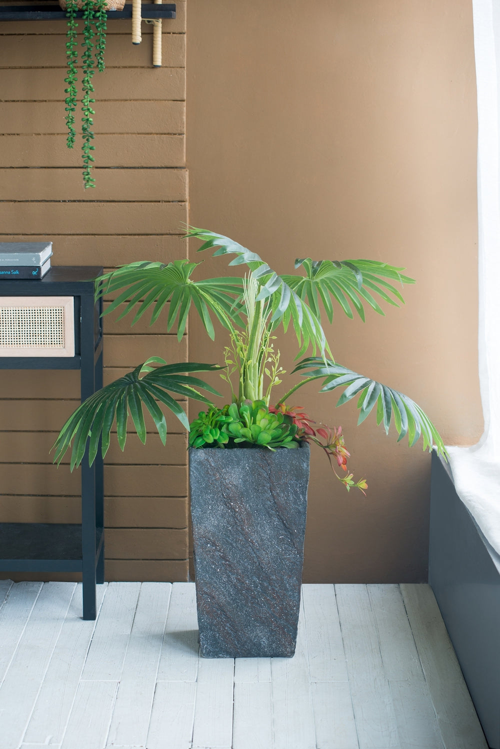 9.4x9.4x18.1' Cement Planter Large, Indoor Outdoor Garden Functional  Decor Media 1