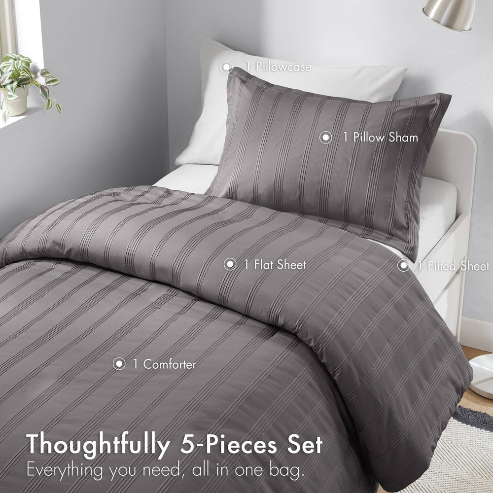 2-Piece Twin/Twin XL Woven Striped Duvet Set Media 6