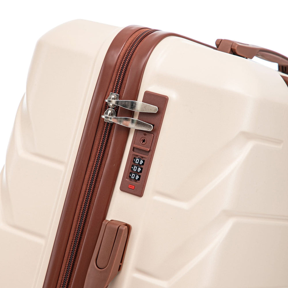 Abs Luggage Set 20 24 28 Inches 3 Piece Beige Durable Spinner Wheels & Combination Lock Media 16