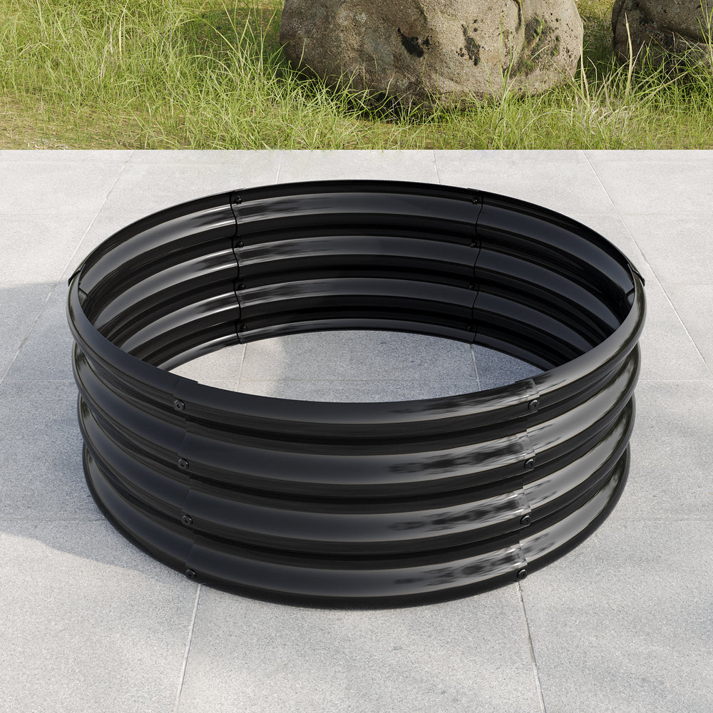 32.08'*11.4' Tall Round Raised Garedn Bed,Metal Raised Beds for Vegetables, Outdoor Garden Raised Planter Box, Backyard Patio Planter Raised Beds for Flowers, Herbs, Fruits Black Media 3