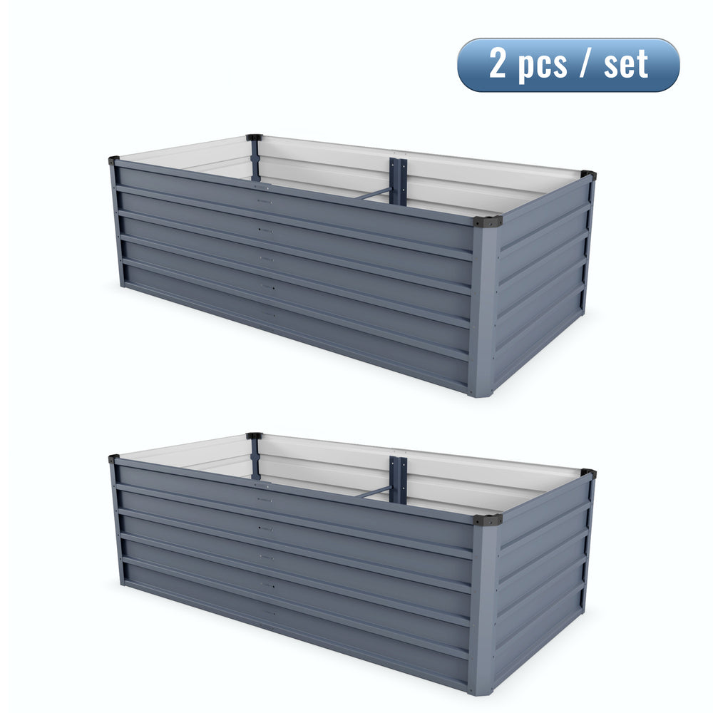6x3x2 ft 2 pcs Large Raised Garden Bed Kit, Grey Rectangular Galvanized Metal Outdoor Garden Bed, Planter Raised Garden Boxes Outdoor Garden Beds for Growing Plants, Vegetables and Flowers. Media 1