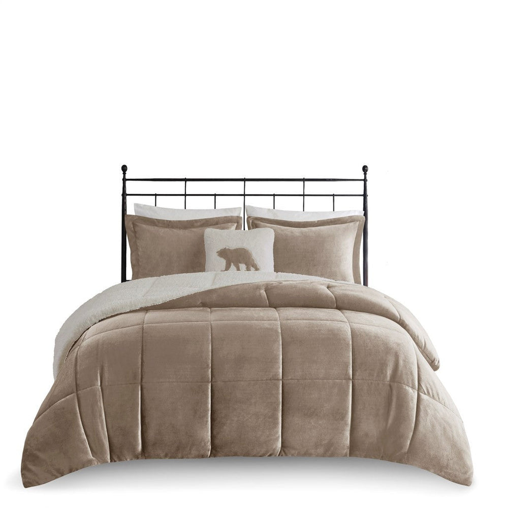 Full/Queen Plush to Sherpa Down Alternative Comforter Set Media 7