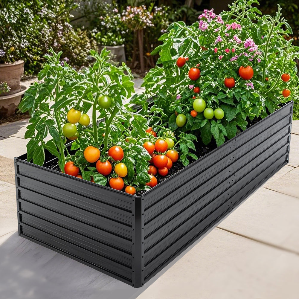 Metal Raised Garden Bed Outdoor 7.2x3.6x2 FT Galvanized Raised Garden Bed Kit,Vegetable Boxes-Rectangle Metal Flower Box,Large Planter Raised Beds Outdoor Garden for Planting,Fruit,Herb-Black Media 1