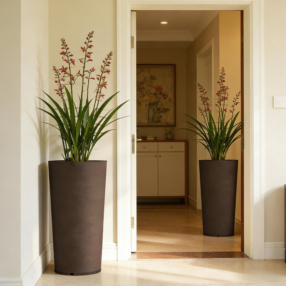 Tall Planter,Stackable Large Planters,Set of 2 Flower Pots Media 1