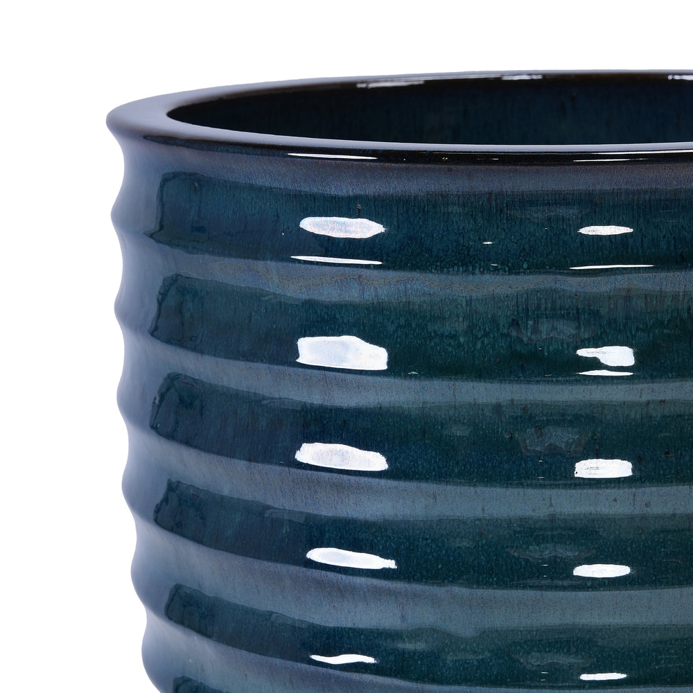 Ceramic Flowerpot, Modern Planter for Patio, Garden, Windowsill - Army Green Media 8