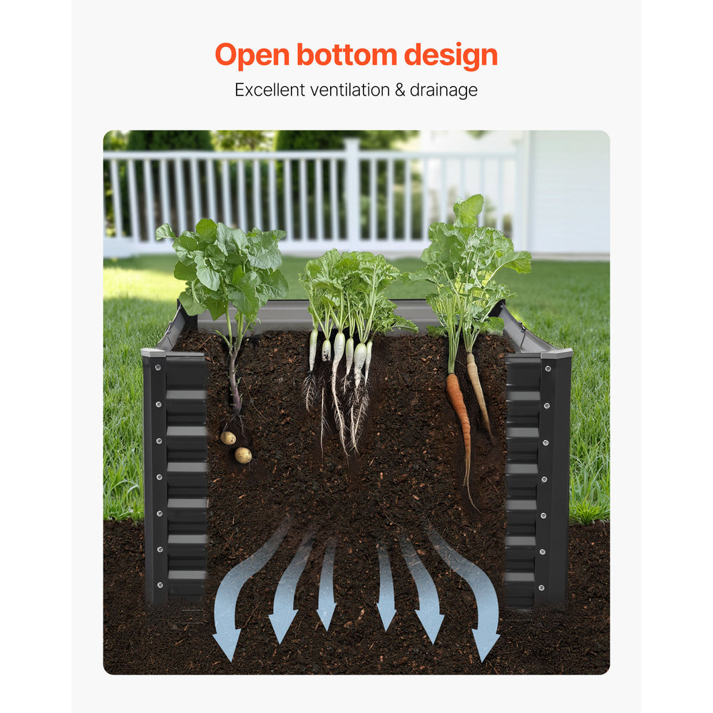 Metal Raised Garden Bed, 6 x 3 x 2 ft Outdoor Galvanized Planter Garden Box, Open Bottom Design, Large Planter Raised Bed for Growing Vegetables, Flowers, Herbs, and Succulents, Dark Gray Media 3