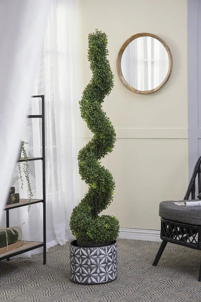 10.5x10.50x60' 5 Foot Tall Artificial Spiral Boxwood Topiary