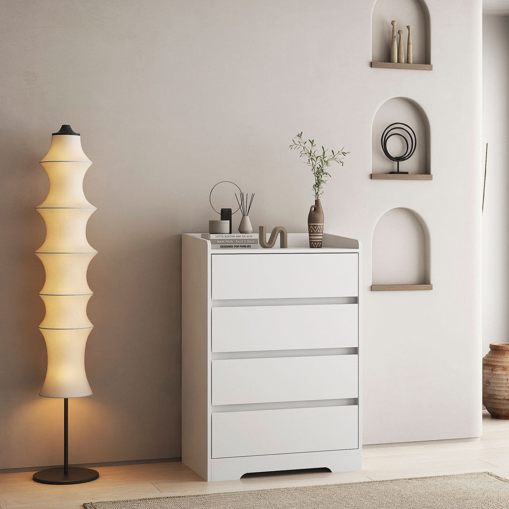 Bedroom Dresser Waterproof Minimalist White Cabinet Storage Organizer Media 2