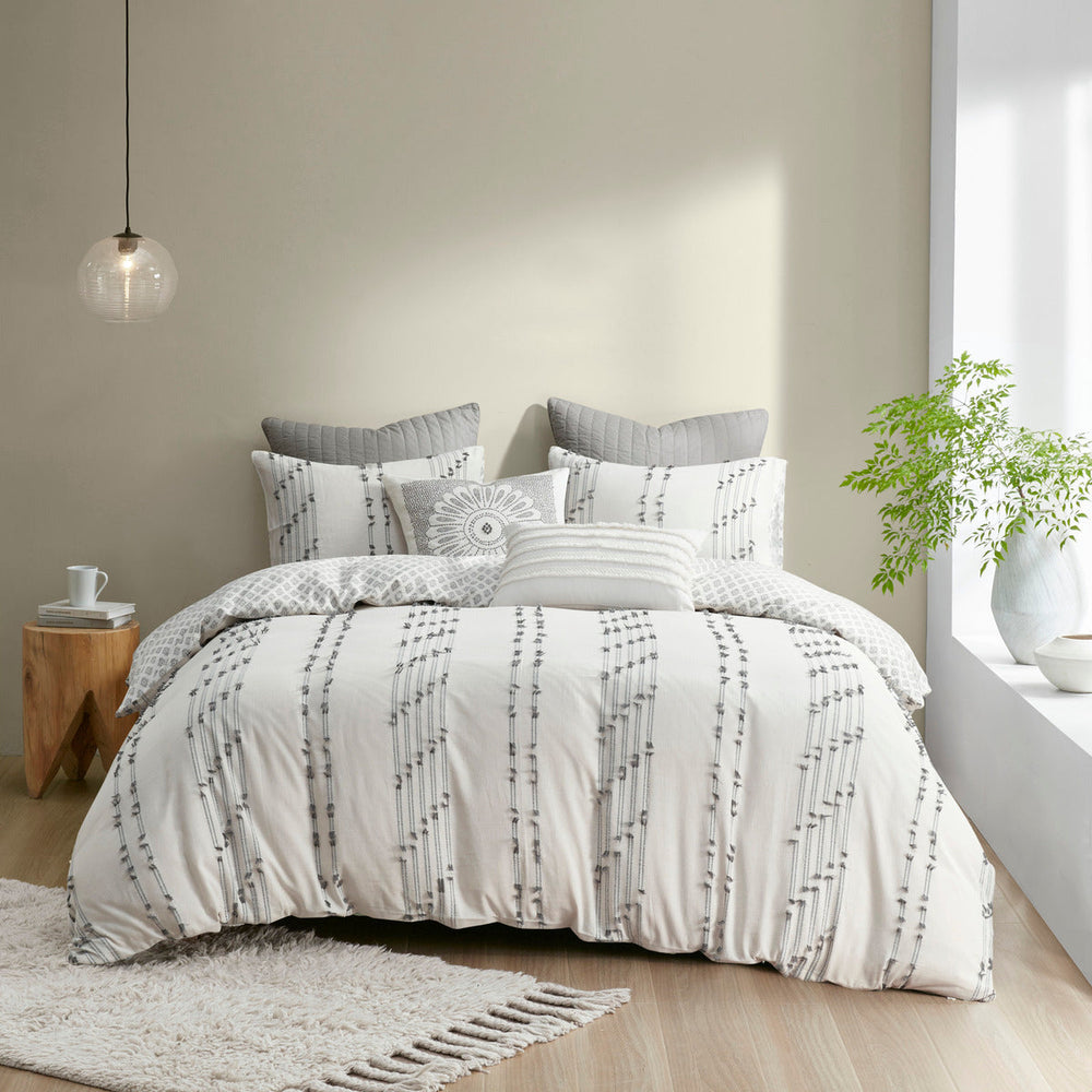 Full/Queen 3 Piece Cotton Jacquard Duvet Cover Set Media 12
