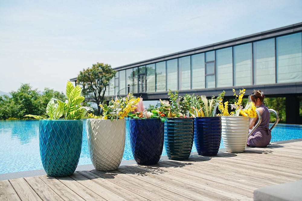 Ceramic Flowerpot, Modern Planter for Patio, Garden, Windowsill - Cyan Media 14