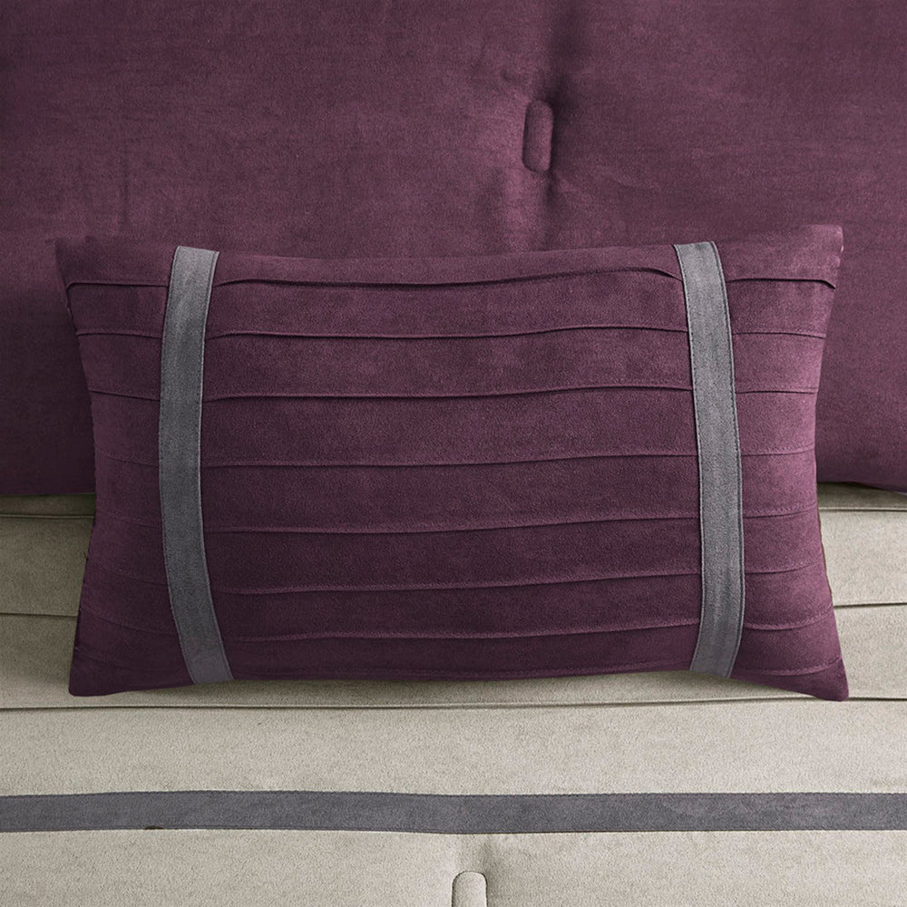 7 PC Pieced Faux Suede Comforter Set Purple Queen Media 6