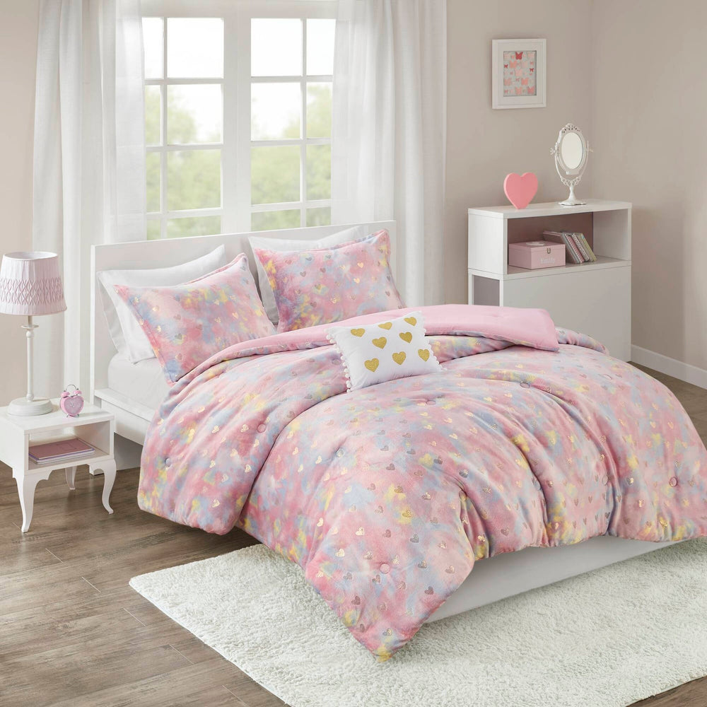 Metallic Printed   Comforter Set with Throw Pillow Full/Queen Media 5