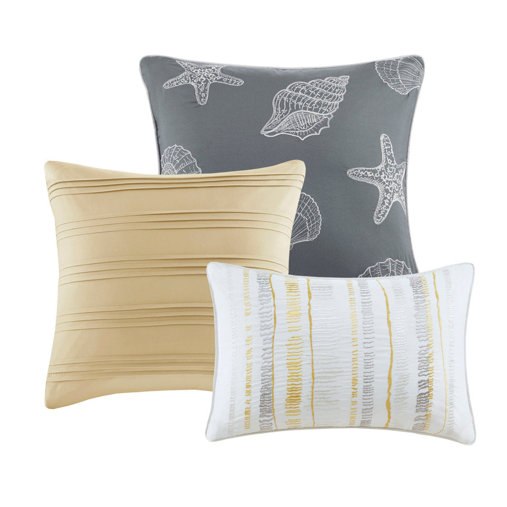 6 Piece Printed Quilt Set with Throw Pillows Yellow King/Cal King Media 8