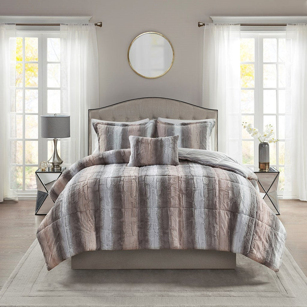 Full/Queen 4PC Faux Fur Comforter Set Media 2