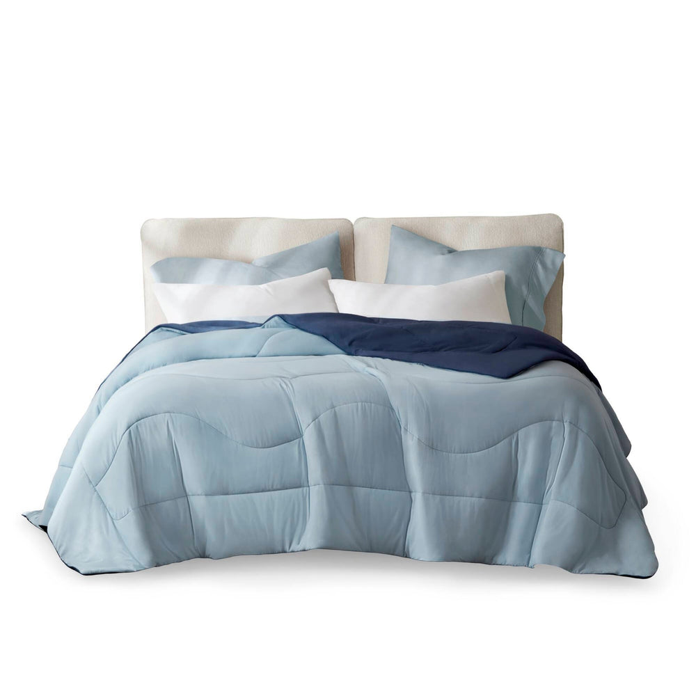 1-Piece King/Cal King Reversible Tencel Comforter Blanket,Blue Media 9