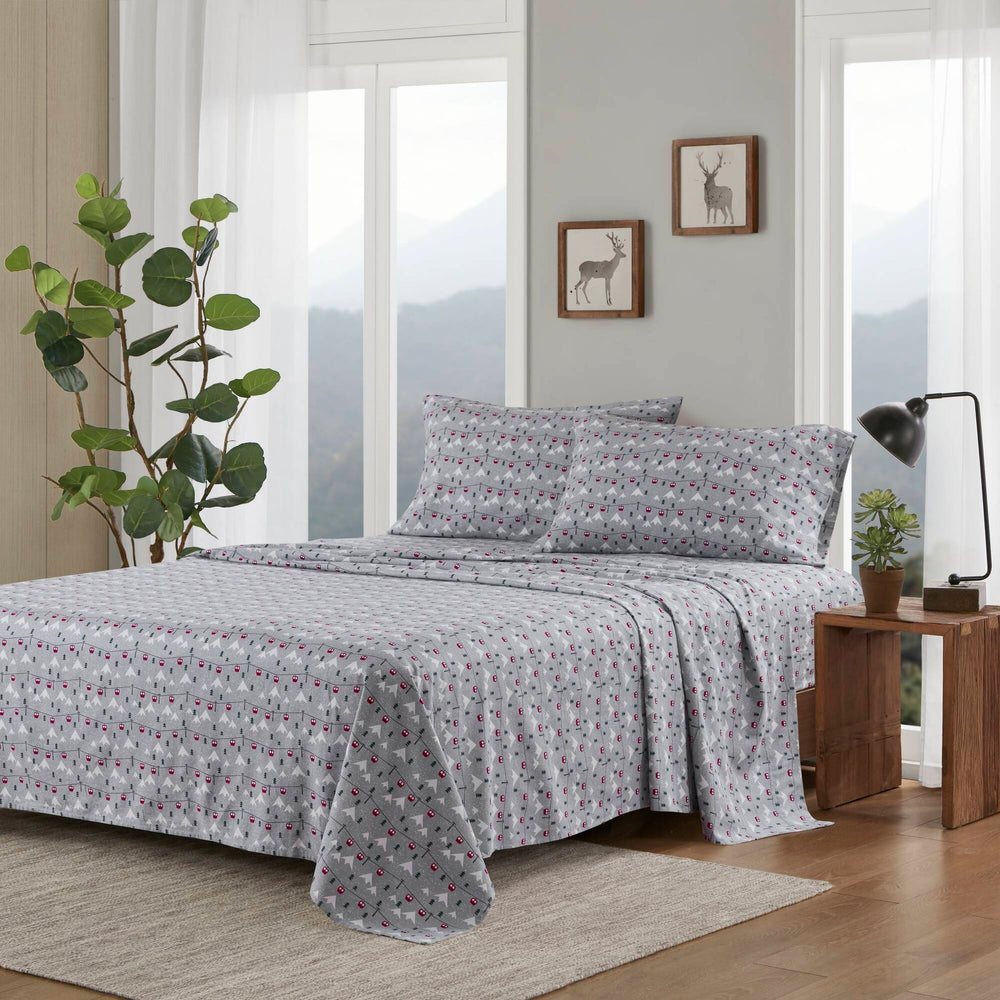 4 PCS Cal King Sheet Set Grey Ski Jump Media 12