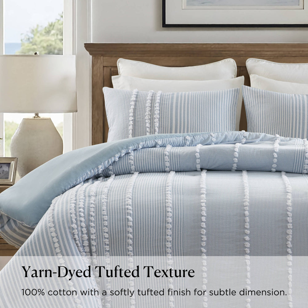 3- Piece Full/Queen Cotton Yarn Dyed Duvet Cover Set Media 2