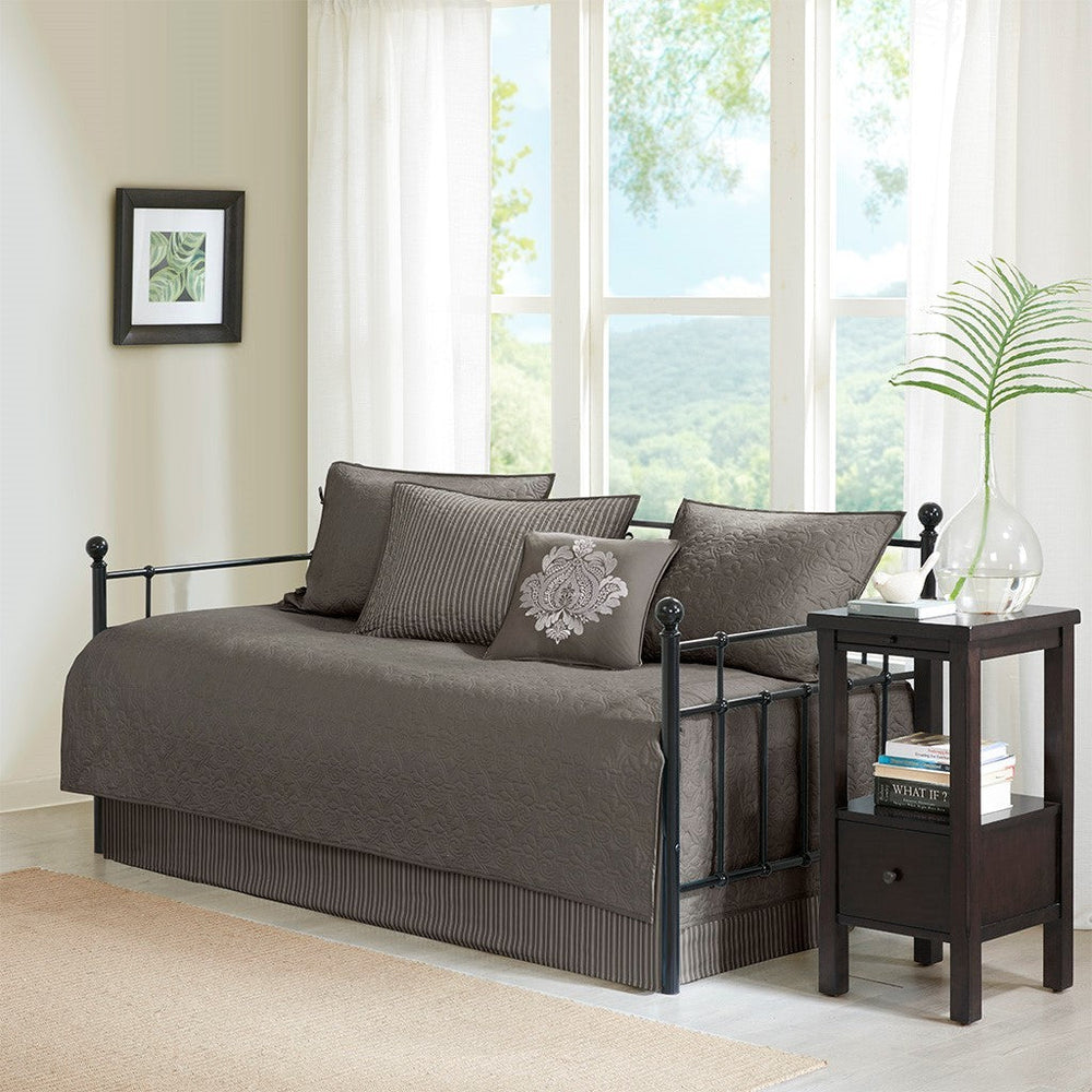 6 Piece Reversible Daybed Cover Set Dark Grey Daybed Media 1