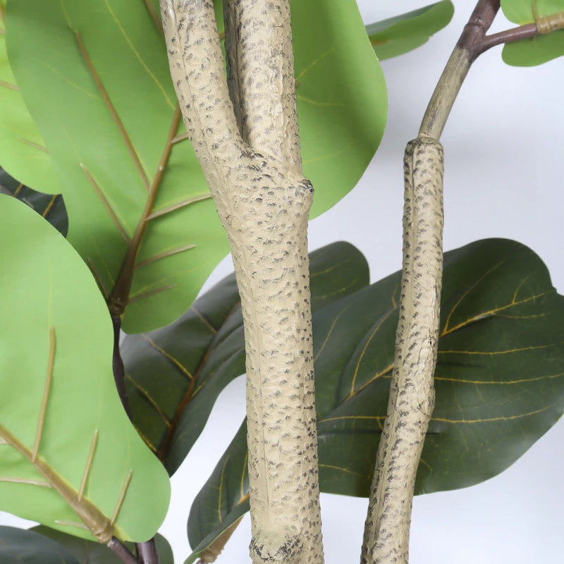 6FT Real Touch Fake Fiddle Leaf Fig Tree in Black Plastic Pot with Green Fabric Leaves, Indoor Decor for Home Office Living Room Corner