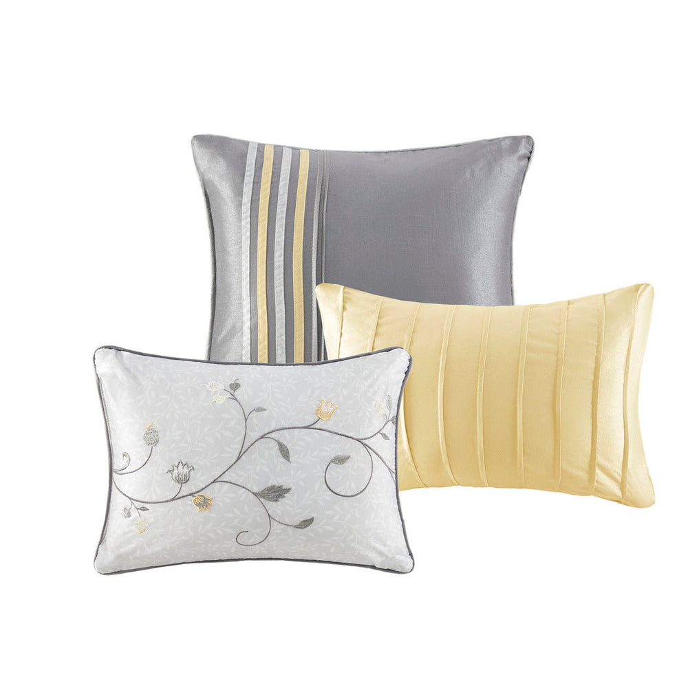 Embroidered 7 Piece Comforter Set Yellow Queen Media 10