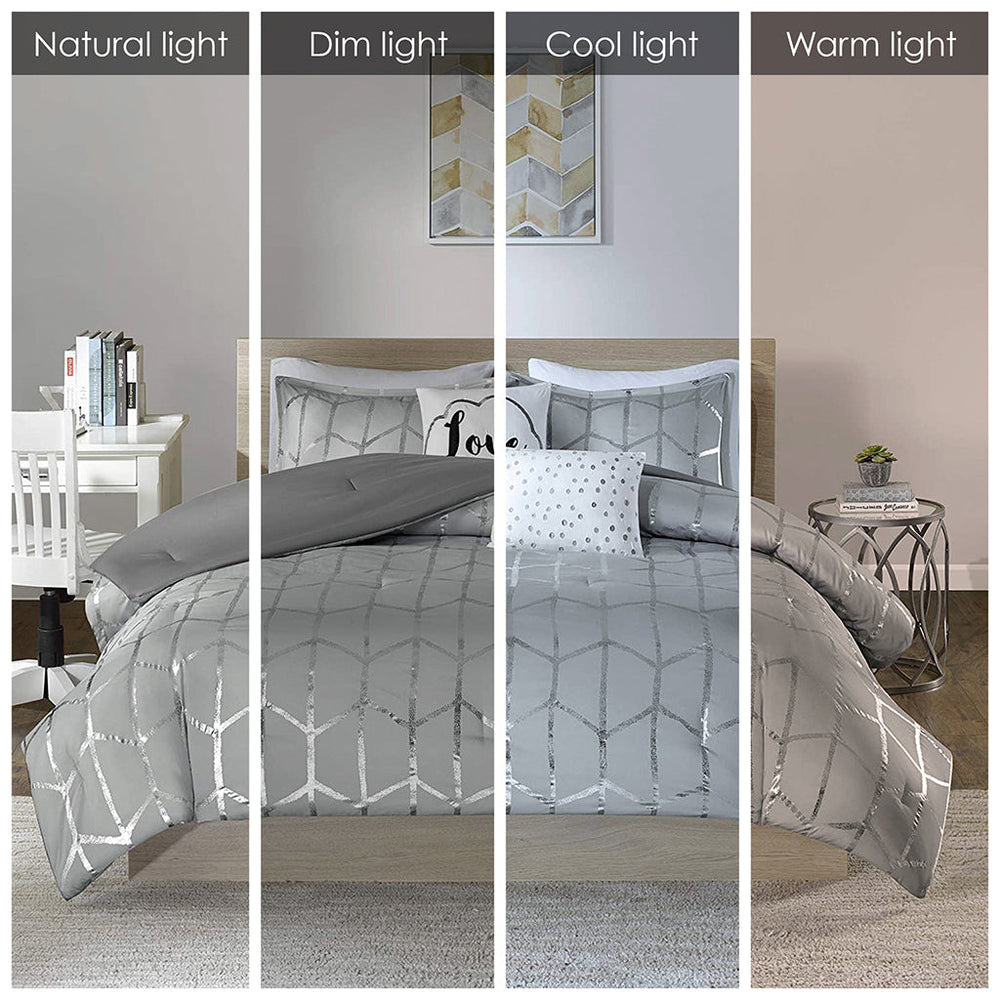 King/Cal King Metallic Printed Comforter Set Media 5