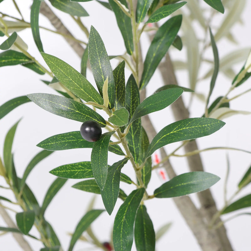 8FT Artificial Olive Tree With Decorative White Pot, Tall Indoor & Covered Outdoor Decorative Tree, 1pc/set
