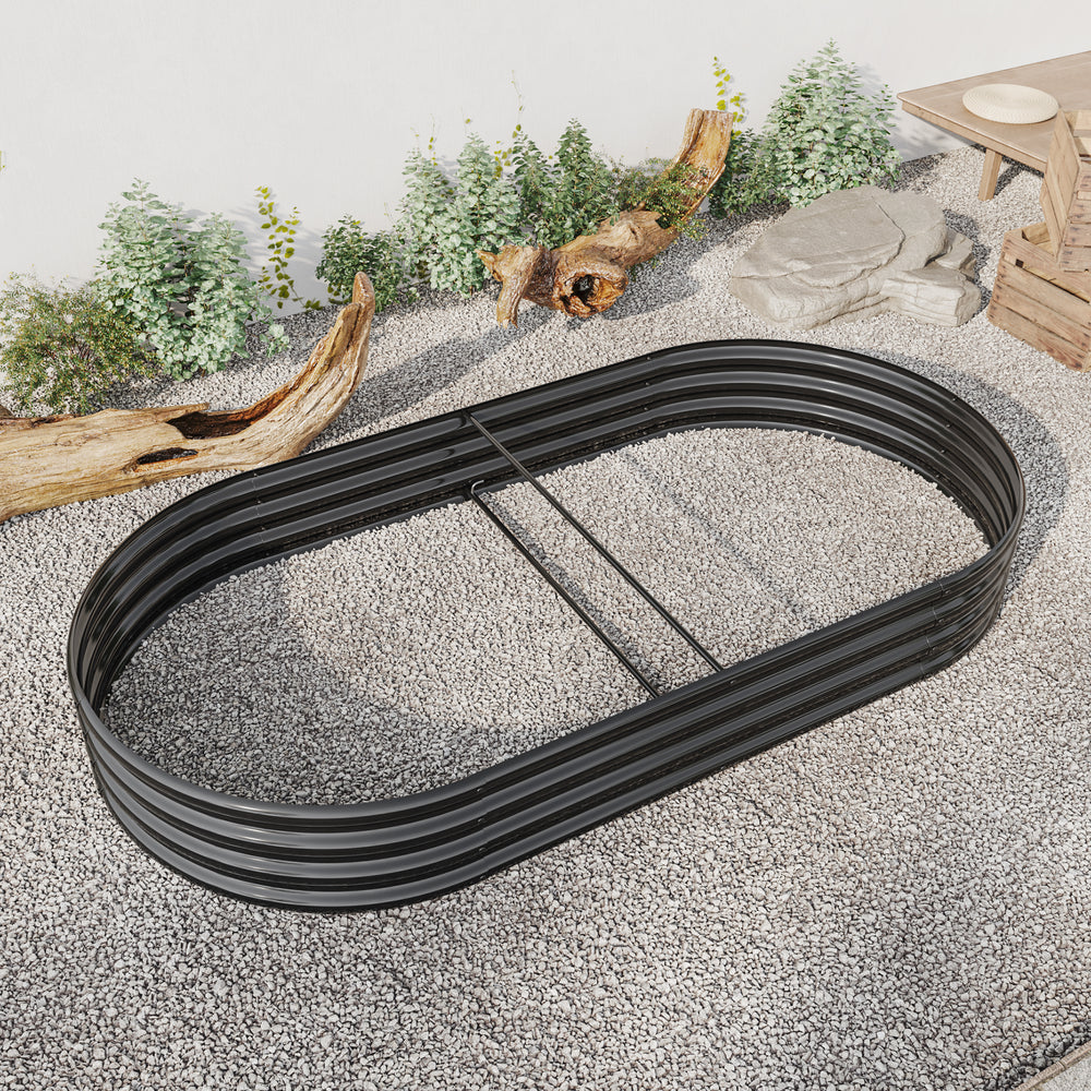 Raised Garden Bed Outdoor,   Oval Large Metal Raised Planter Bed for for Plants, Vegetables, and Flowers - Black Media 5