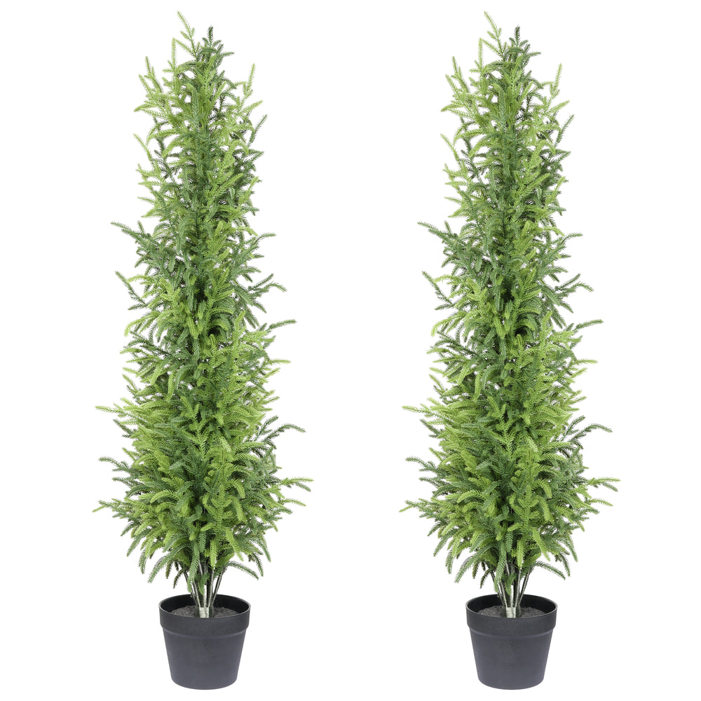 4' Artificial Real Touch  Pine Tree in Black Plastic Pot, 2pc/set Media 4