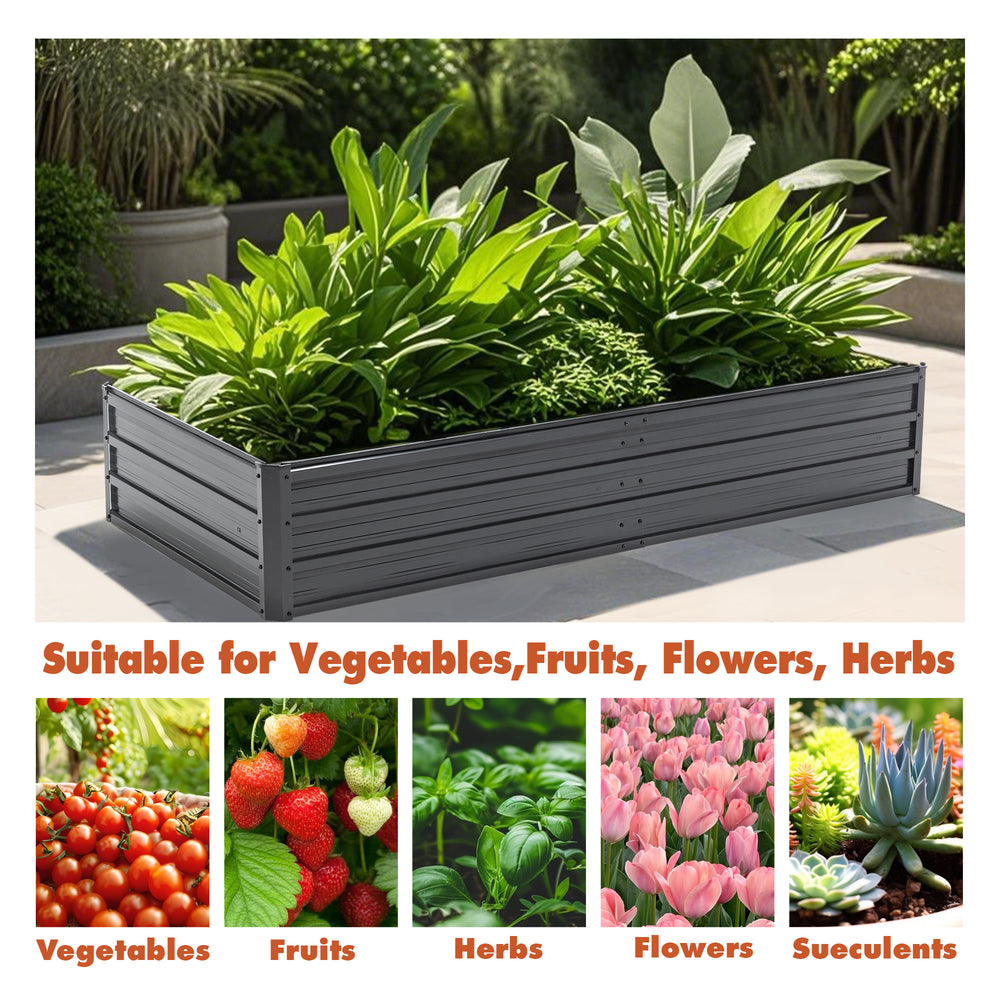 6x3x1 FT Metal Raised Garden Bed Outdoor Reinforced Galvanized Rustproof Colored Steel Planter Boxes for Vegetables, Raised Beds for Growing Flowers Herbs Succulents Media 7