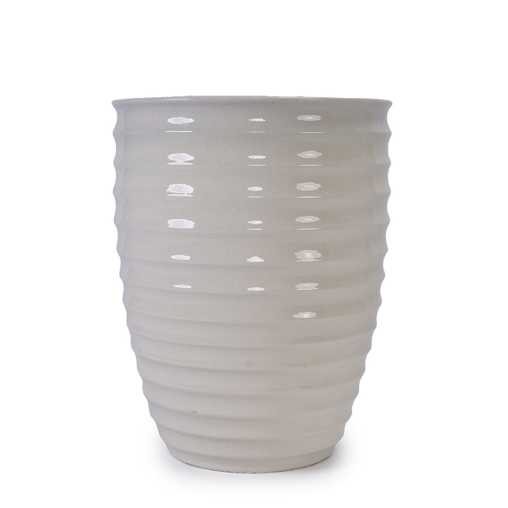 Ceramic Flowerpot, Modern Planter for Patio, Garden, Windowsill - Milk White Media 1